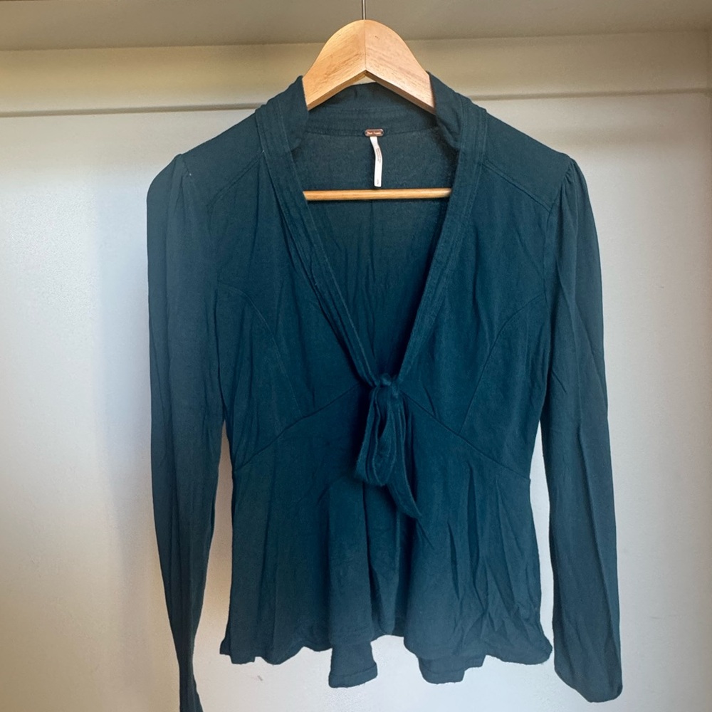 Free People Boho Tie-Front Top – Deep Teal